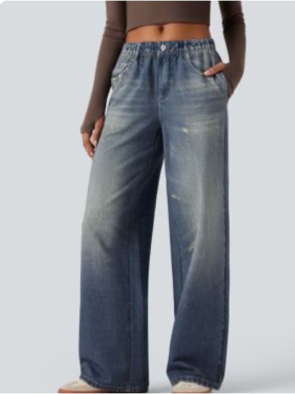 HALARA Wide-Leg Jeans in Washed Blue